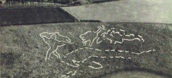Aerial Photograph and overlaid Sketch of the possible figures