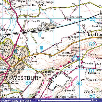 Map of the Position of Westbury Horse