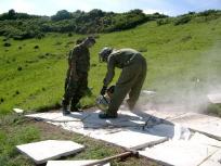 Cutting the slabs