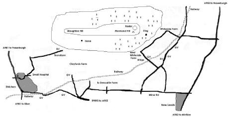 Location Map of the Mormond Horse and Stag