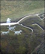 The damaged Uffington Horse