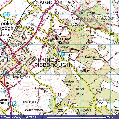 Map of the Position of Whiteleaf Cross