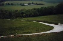 View from the upper arc looking down showing the Banked Construction and Wirework Erosion Control